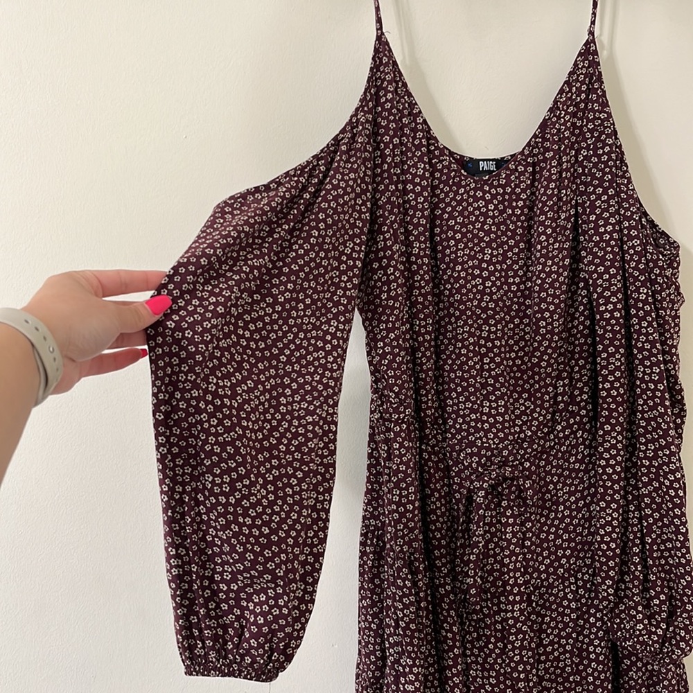 Paige Carmine Cold Shoulder Wine Tasting Ditsy Boho Floral Dress Size Medium - Picture 3 of 10